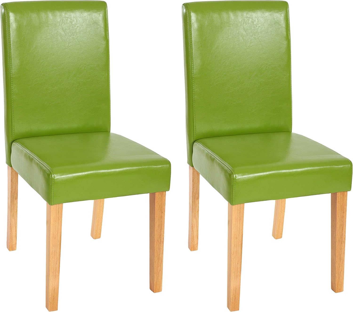 Mendler 2er-Set Esszimmerstuhl Stuhl Küchenstuhl Littau - Kunstleder, grün, helle Beine