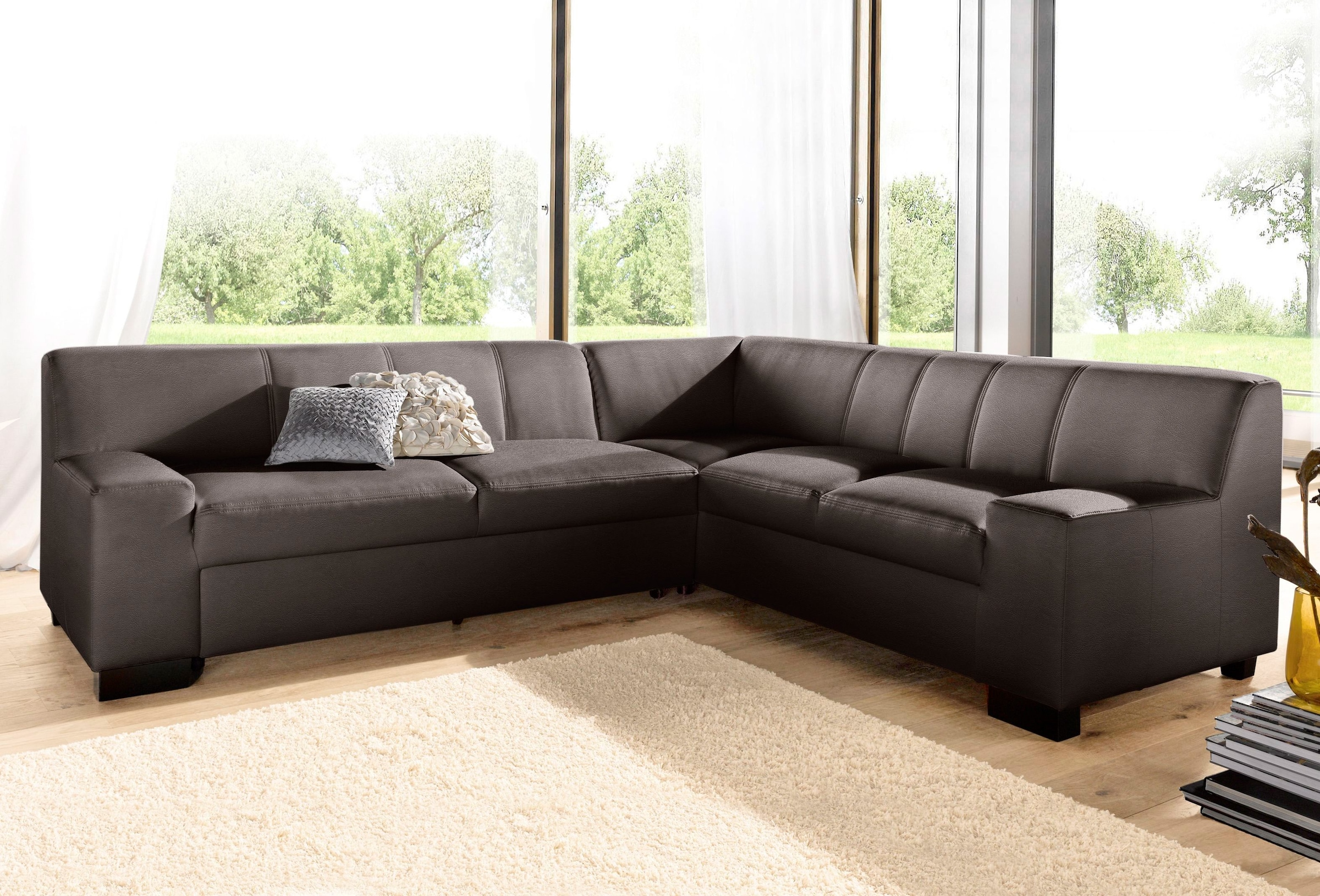 DOMO collection Ecksofa »Norma Top, elegant und modern, flache Armlehnen, L-Form« wahlweise mit Bettfunktion