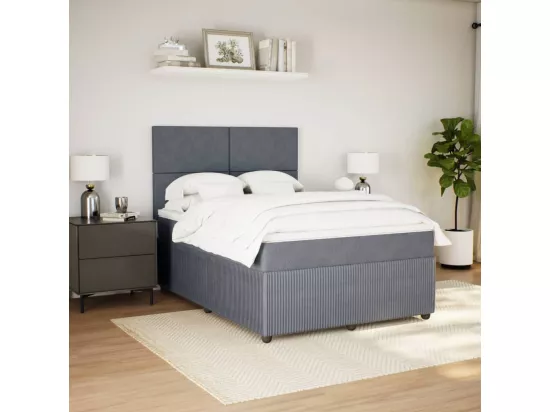 Sommier à lattes de lit et matelas Gris foncé 140x190cm Velours
