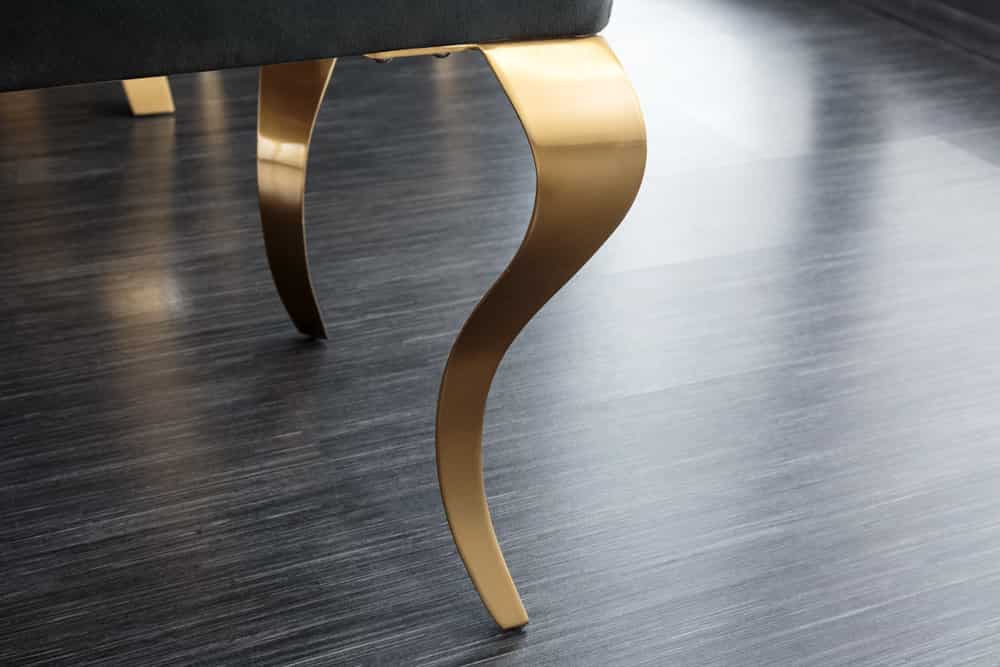 Design Sitzbank MODERN BAROCK 175cm schwarz Samt gold Edelstahl