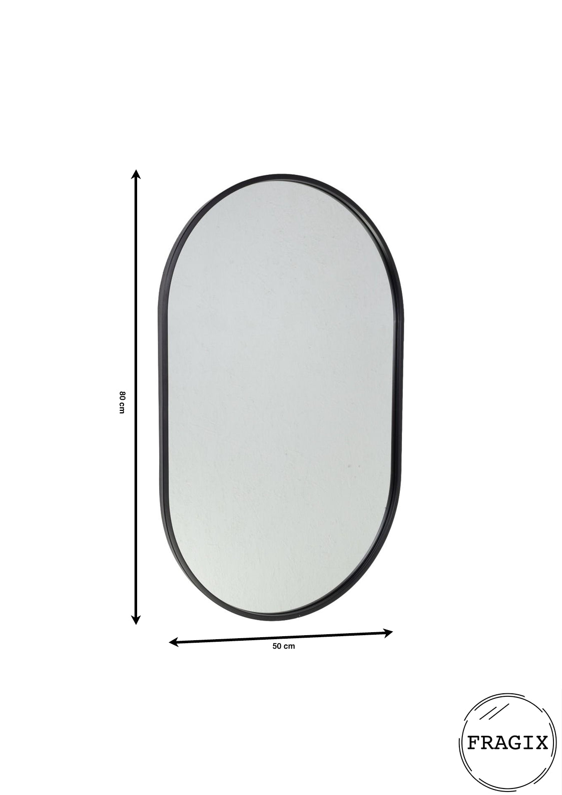 Fragix Boston Spiegel Ovaal - Zwart - Metaal - 80x50