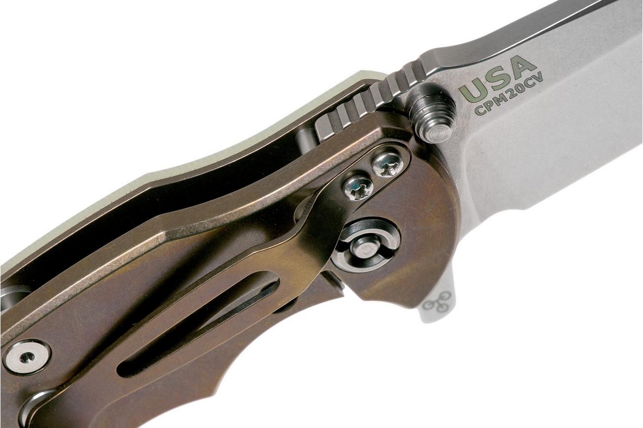Rick Hinderer Jurassic Spearpoint 20CV Stonewash Bronze Translucent Green G10 zakmes