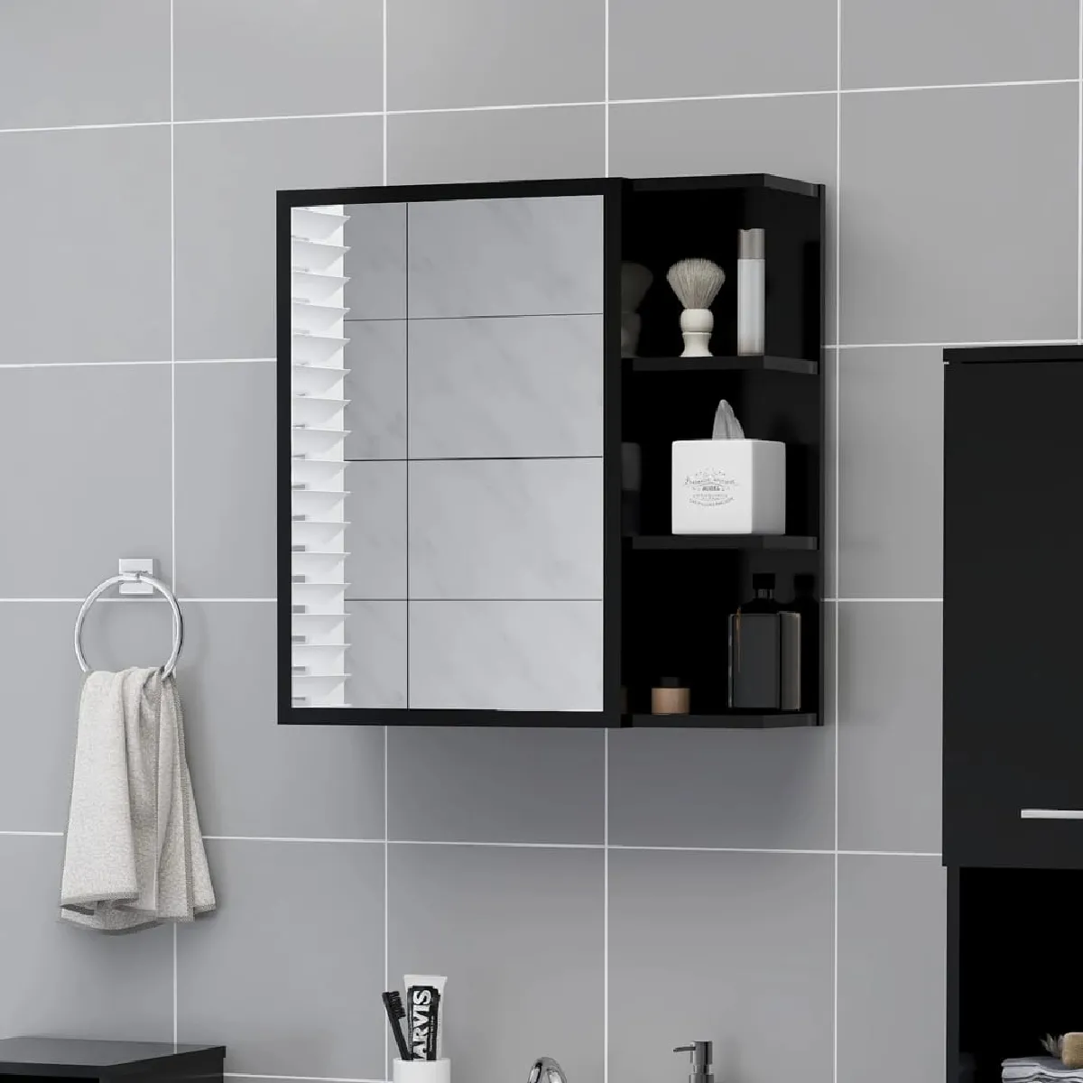 vidaXL Noir bois d'ingénierie