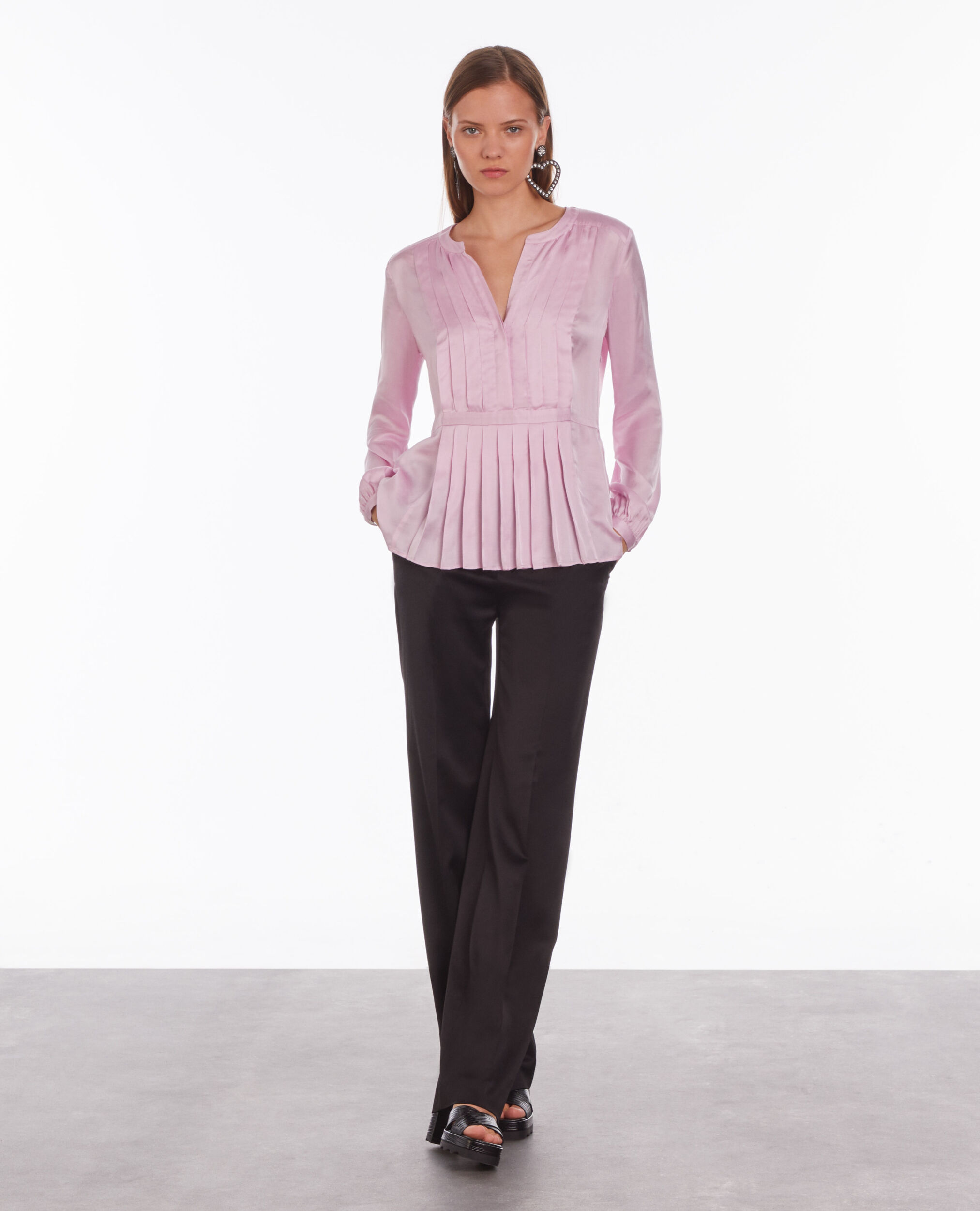Top rose avec plissage