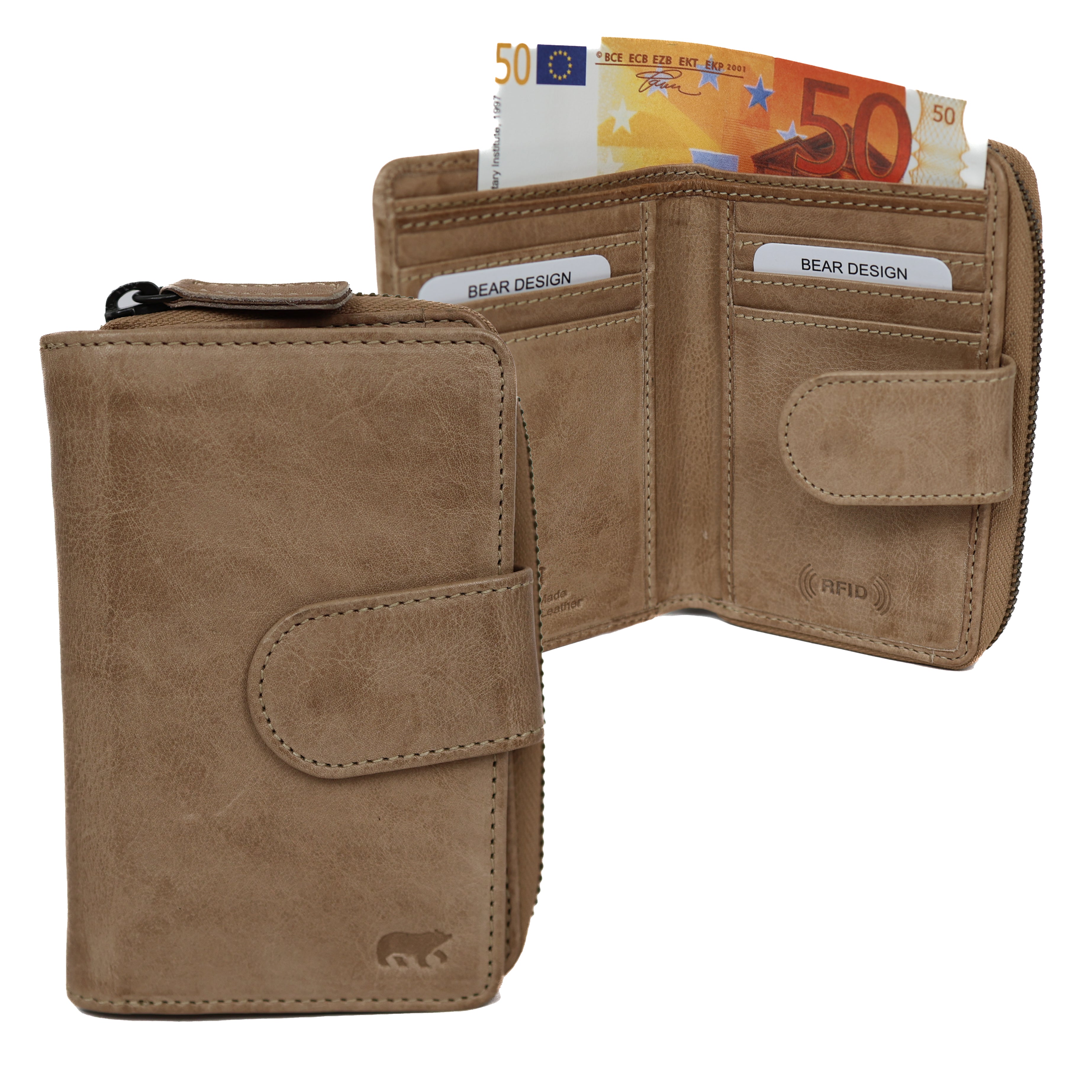 Ritsportemonnee 'Loet' beige