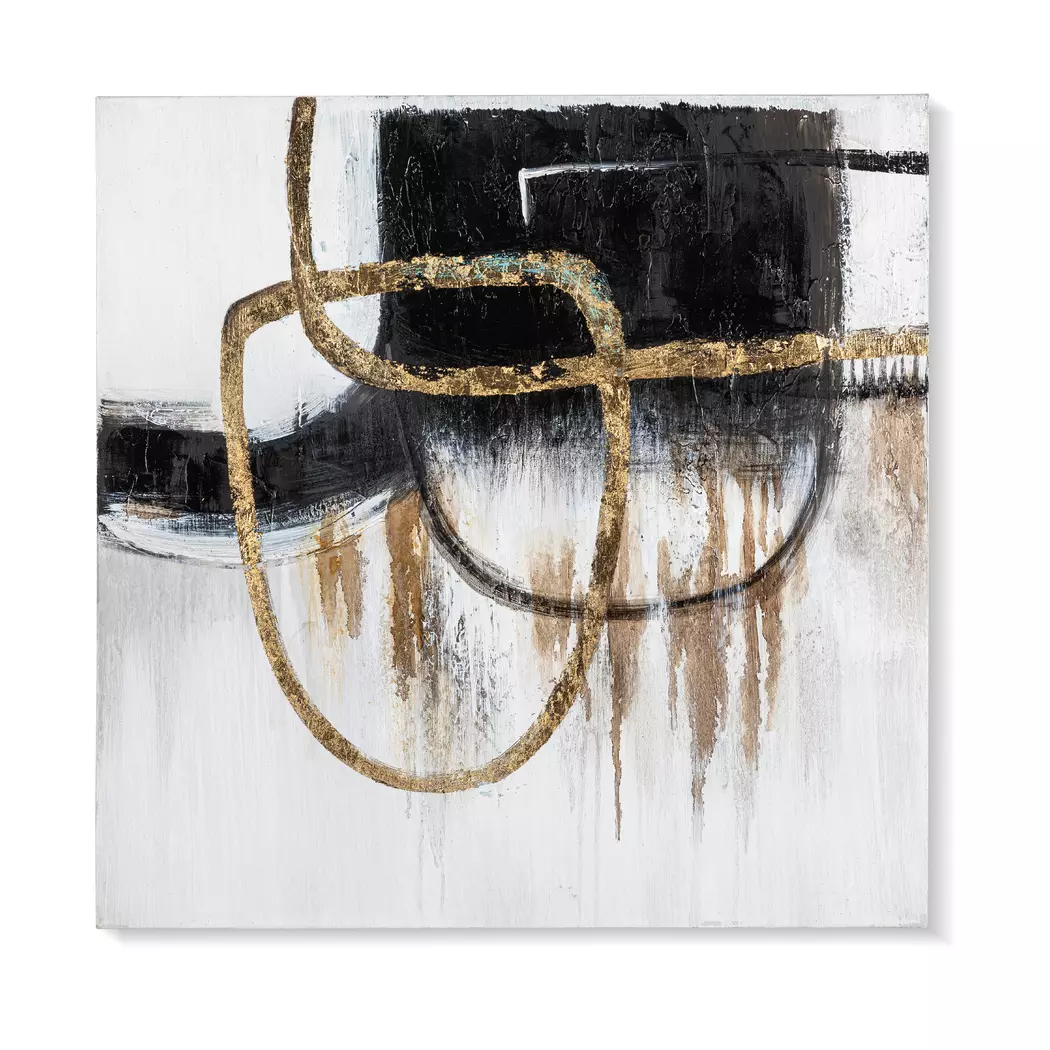 Wandbild 60 x 60 cm Abtrakt Schwarz - Gold I