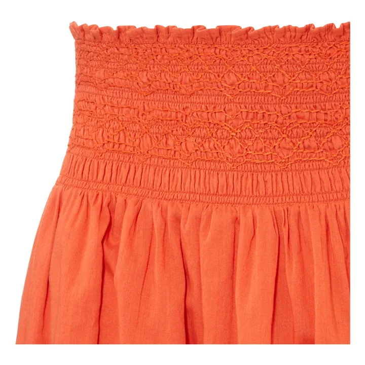 Alma Deia Jupe Longue Brodée Coton Bio | Corail