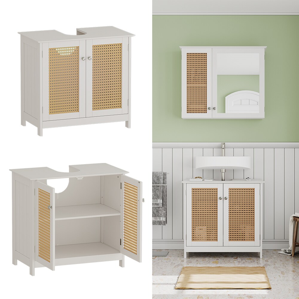 Vicco Waschtischunterschrank Rosario 60 x 58 cm, Weiß, 2 Türen, Badezimmer, modern