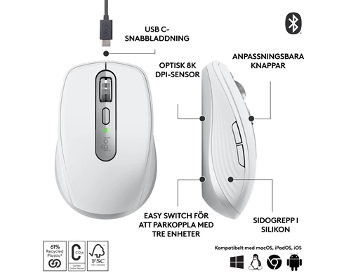 Logitech MX Anywhere 3S-PALE GREY-2.4GHZ/BT