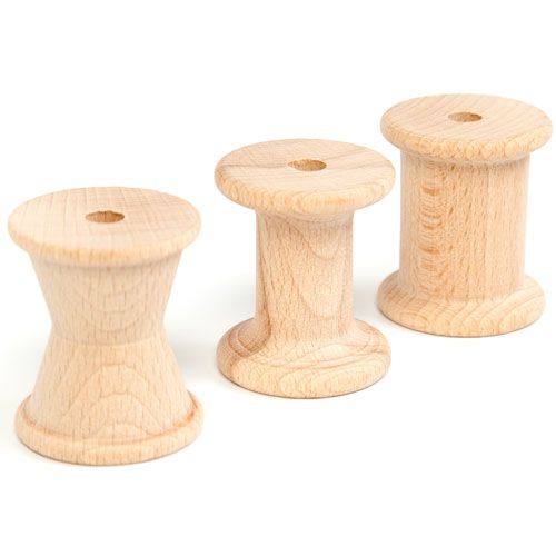 Grapat houten rollers - naturel (3st)