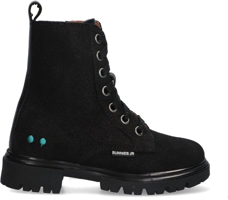 Bunnies Jr. - Saar Sterk - Bikerboot - Zwart - Halfhoog - Leren Voering