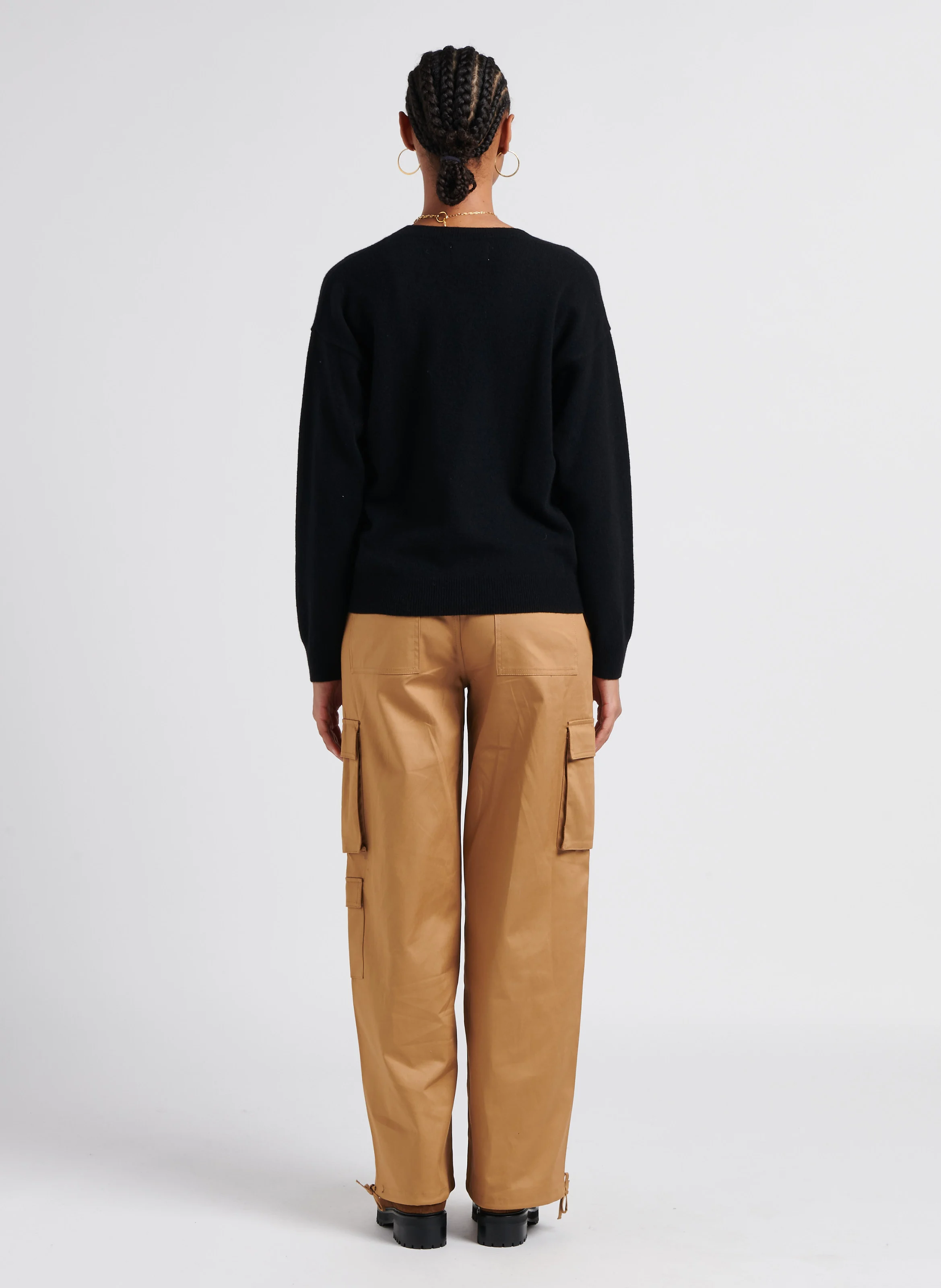 SEVENE - Pull col V en cachemire | Noir