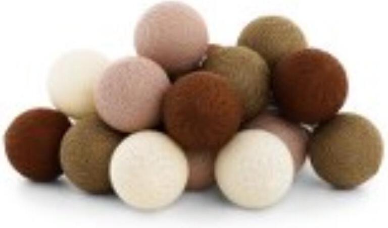 Cotton Ball Lights lichtsnoer Terraza starter kit beige / roze / bruin 7,4 m met 20 lampen