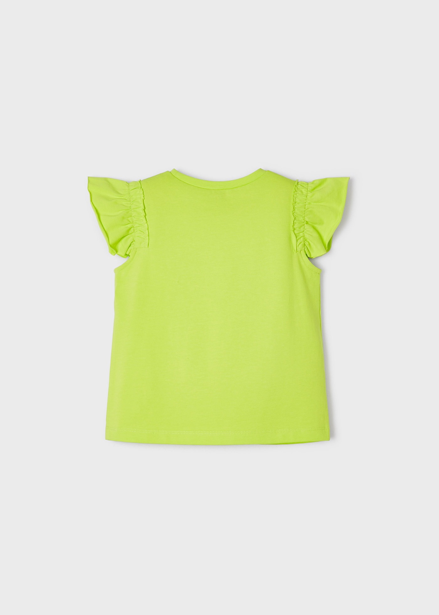 Camiseta sem mangas de algodão com apliques e babados para meninas