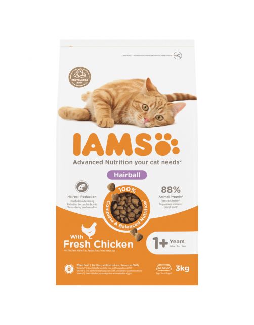 Iams Cat Adult Hairball Kip - Kattenvoer
