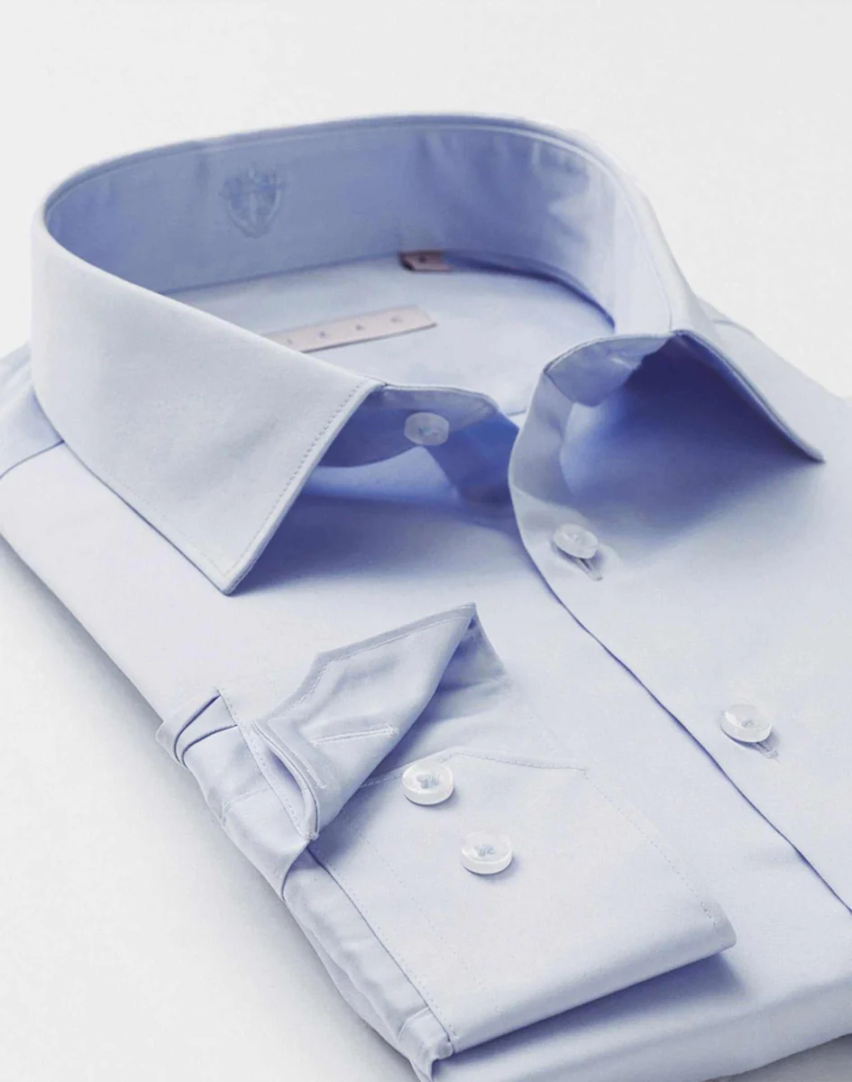 Chemise satin basic ciel 