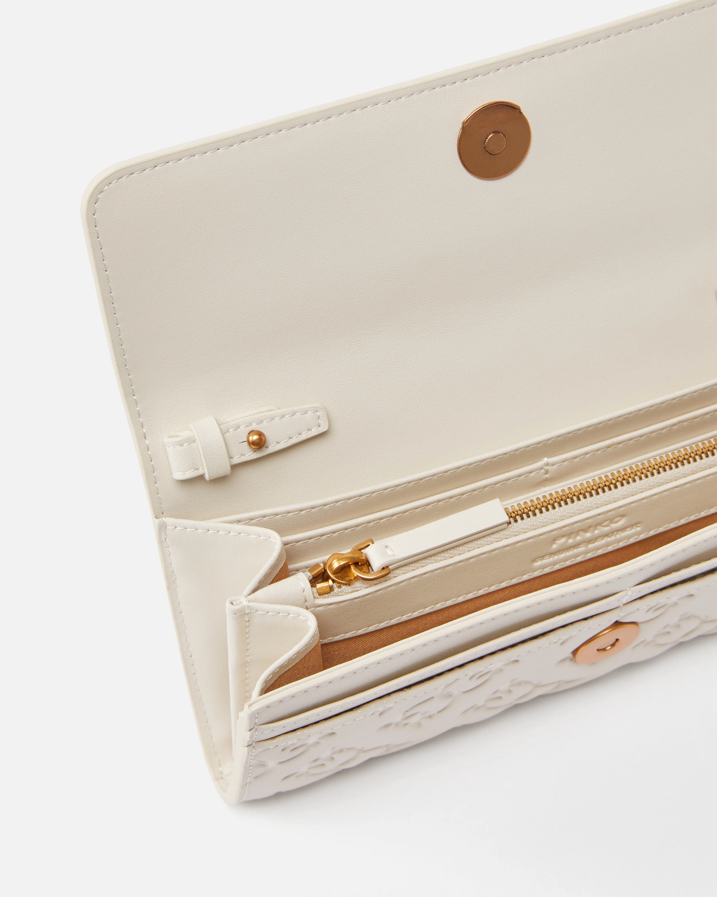 Portefeuille rectangulaire monogram à bandoulière | Blanc