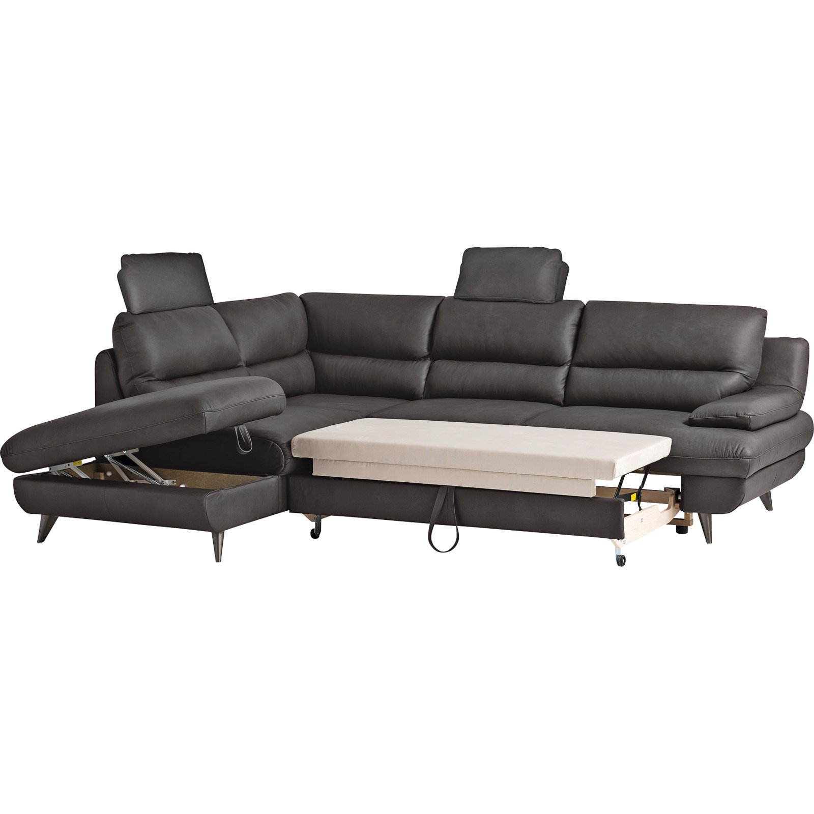 Ecksofa Pike Leder, Ottomane links bianco