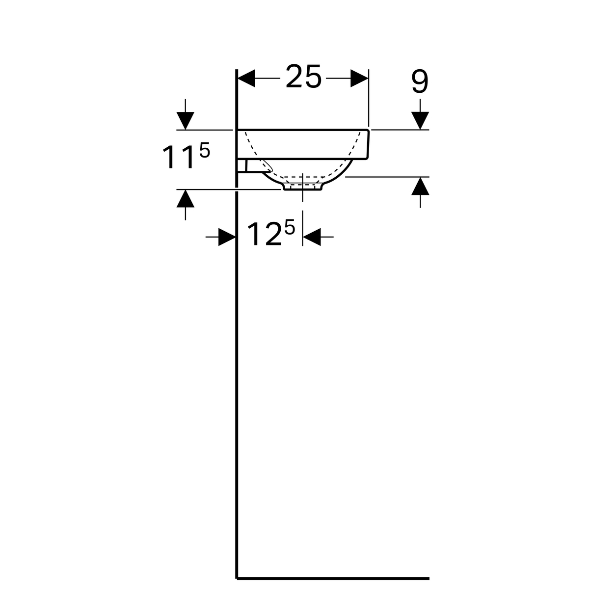 Geberit Acanto Fontein met overloop en kraangat 40cm wit