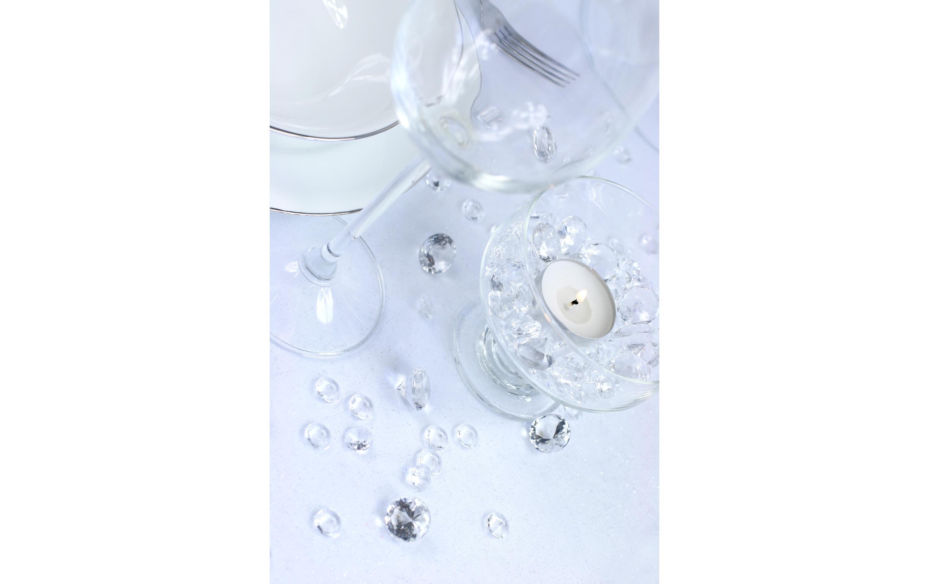 Streudeko Diamanten 2 cm, 10 Stück, TransparentStreudiamanten für den gedeckten Tisch an der Hochzeit und Festen wie Geburtstagspartys, Babyshower, Weihnachten oder Silvester