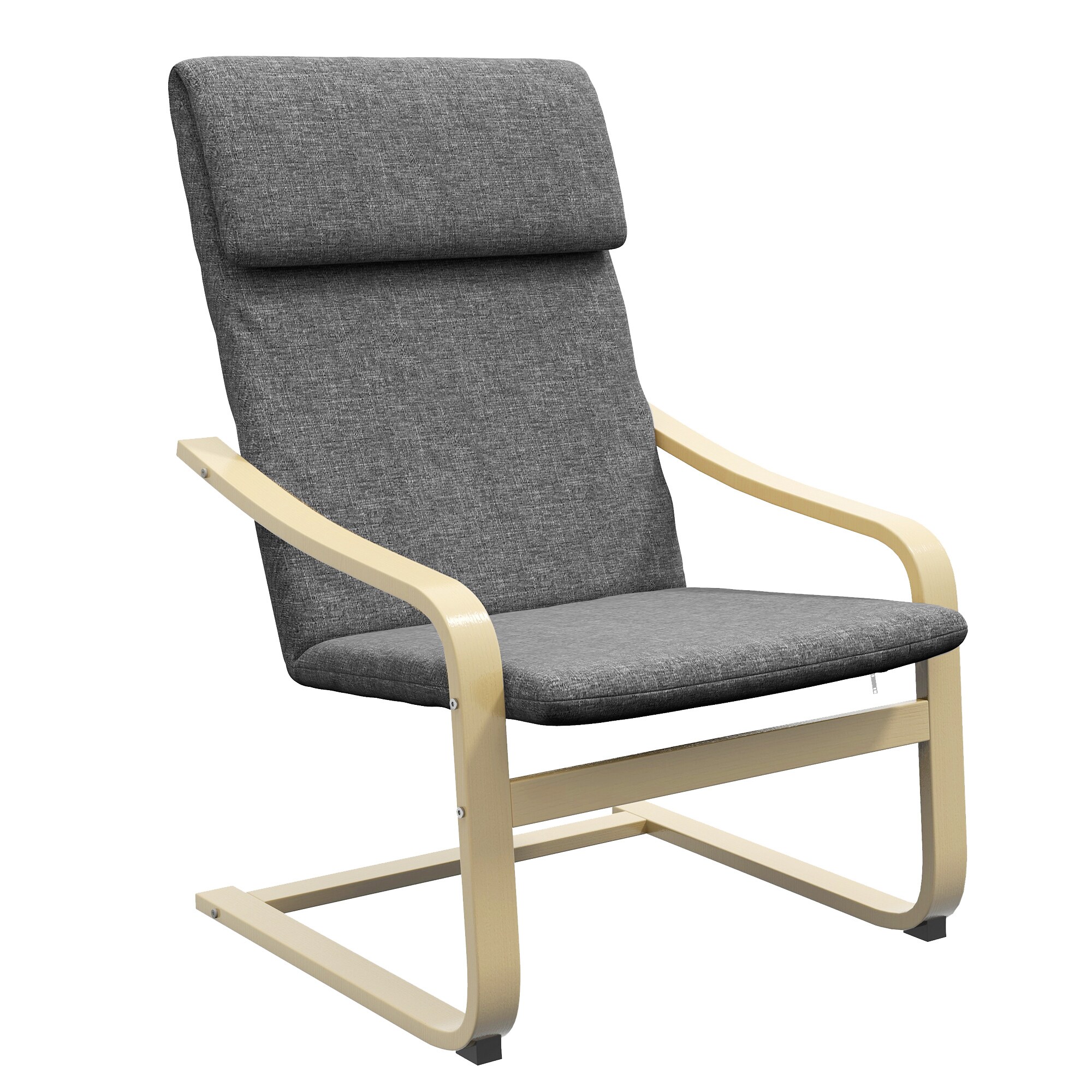HOMCOM Armlehnensessel mit Kopfpolster und Armlehnen grau 66,5B x 80T x 99H cm