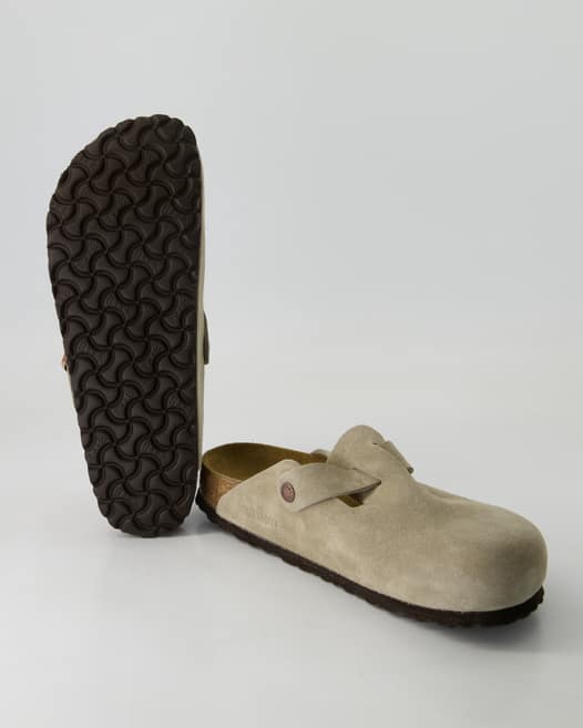 Birkenstock Boston Weichbettung Pantoletten in Grau