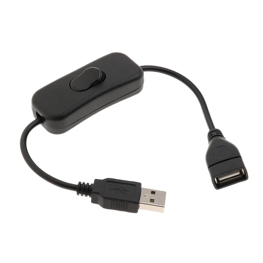 (28cm) USB A auf USB A Kabel Verlängerungskabel mit Schalter - Schwarz