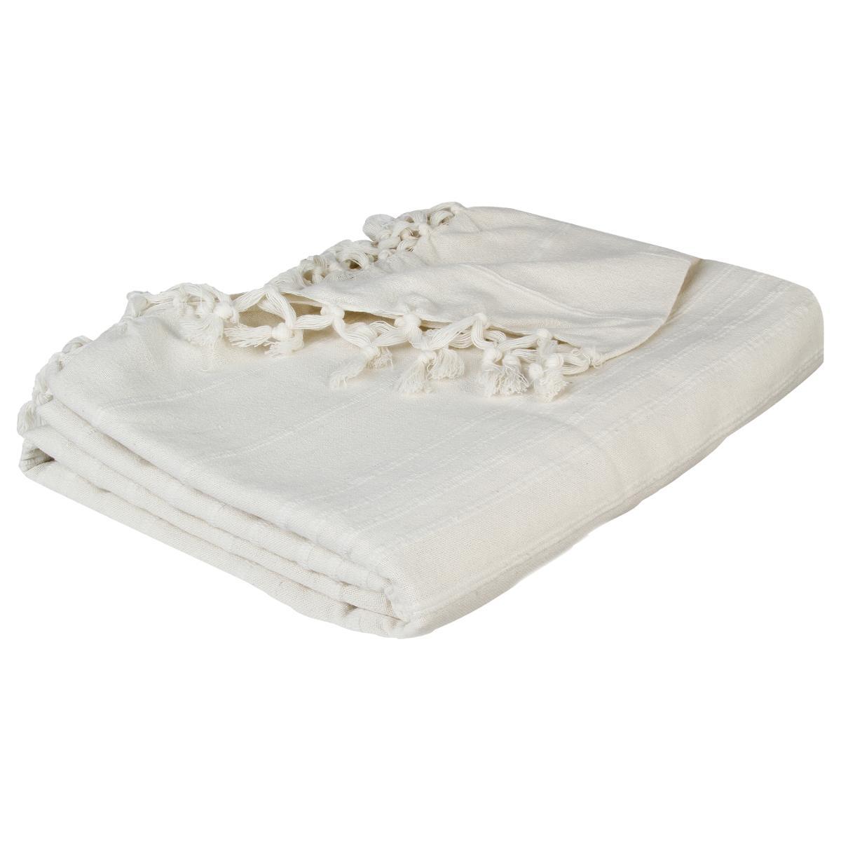 JETE DE LIT EN COTON IVOIRE 160X220CM