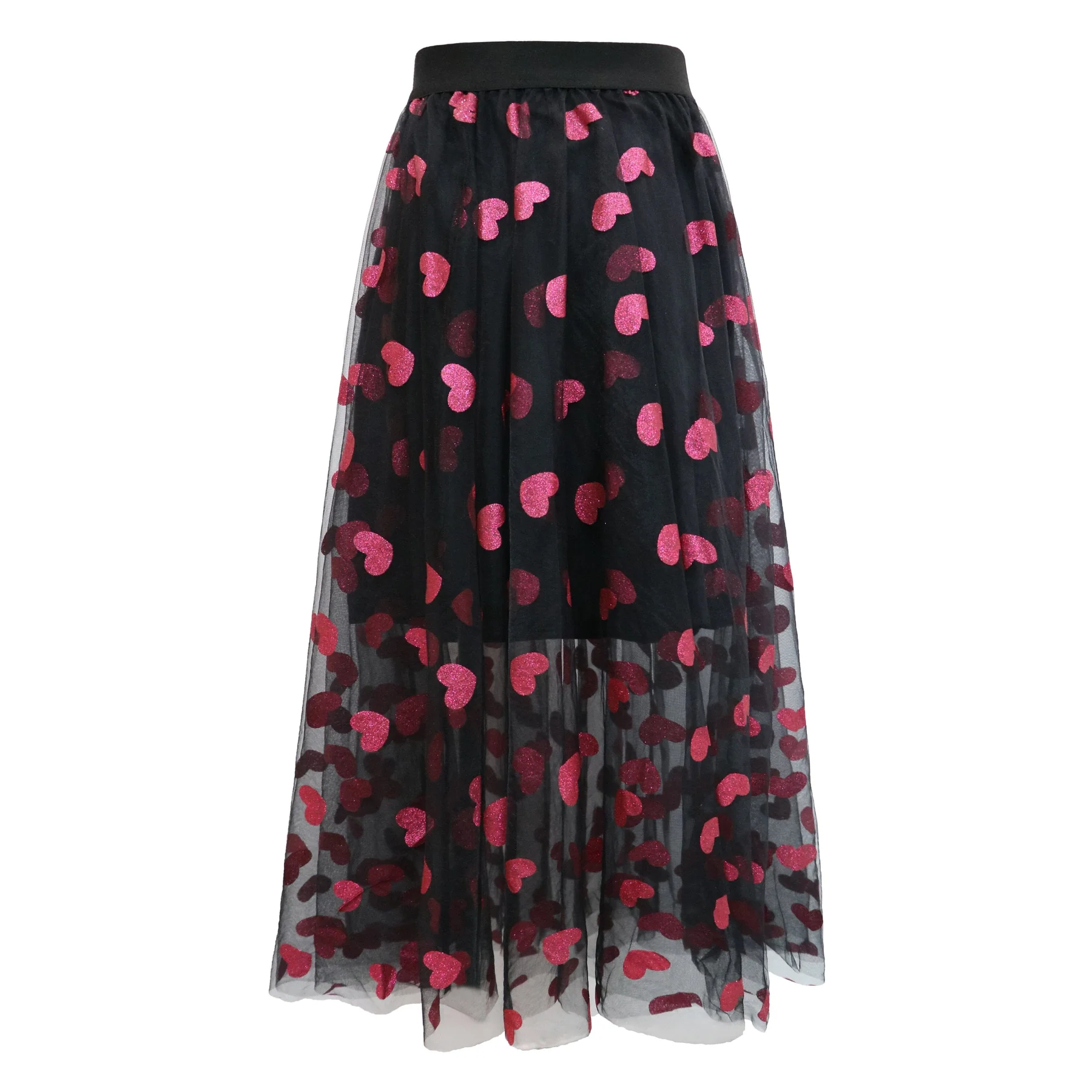 Liberte Tulle-Heart-Skirt black pink heart