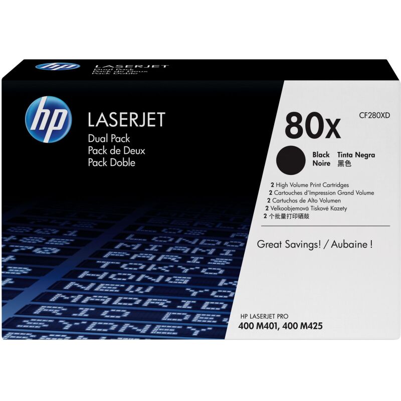HP 80X - CF 280XD pack 2 toners haute capacité noirs