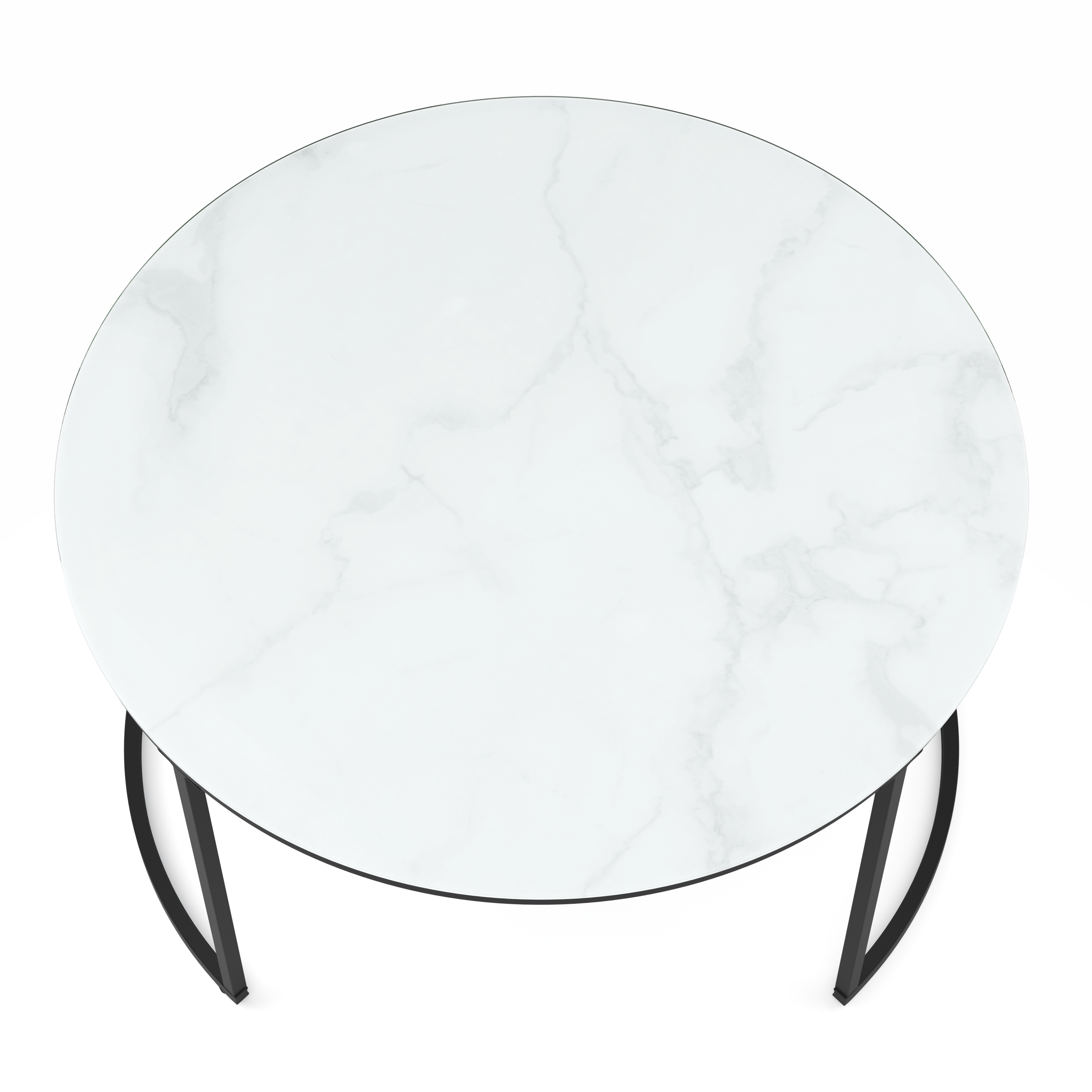 Beistelltisch Glas AMAYA rund 2-teilig weiss/schwarz