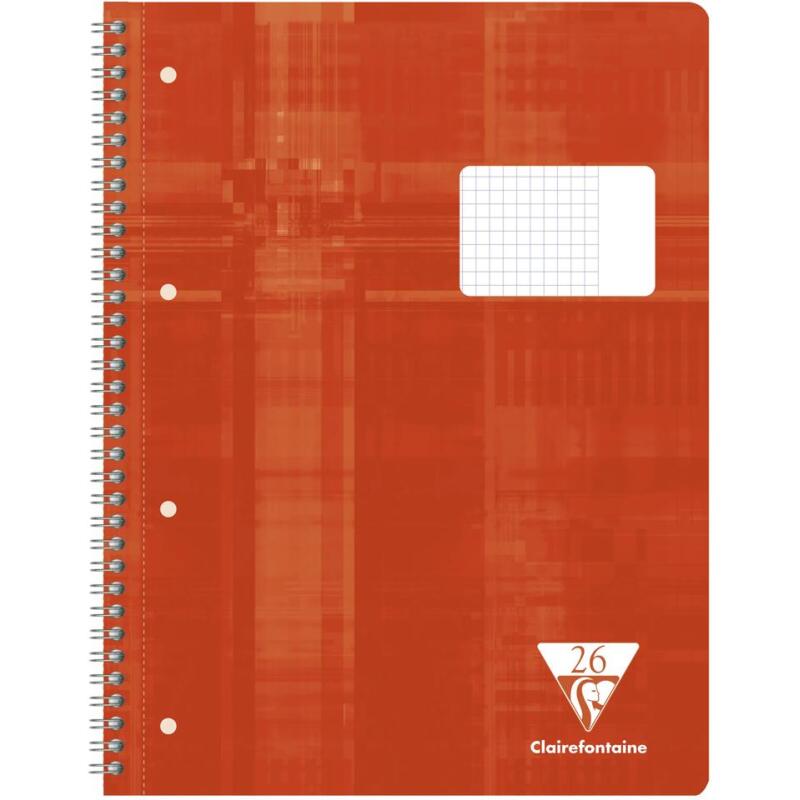 Cahier reliure intégrale A4+ 160 pages détachables perforées 4 trous petits carreaux + marge pleine à droite - Rouge
