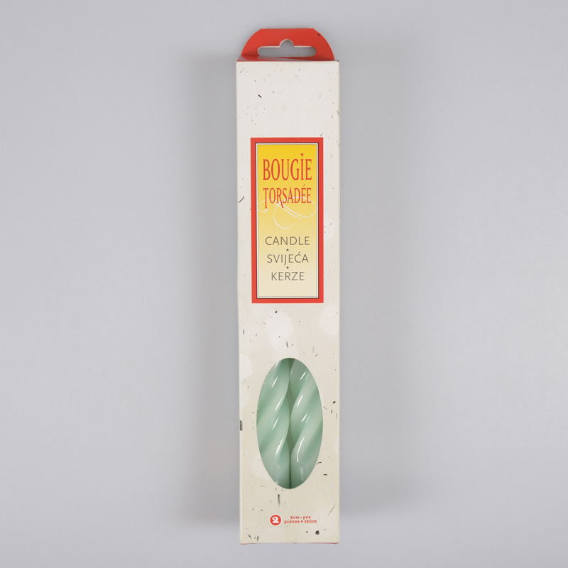 2 bougies torsadées vert clair