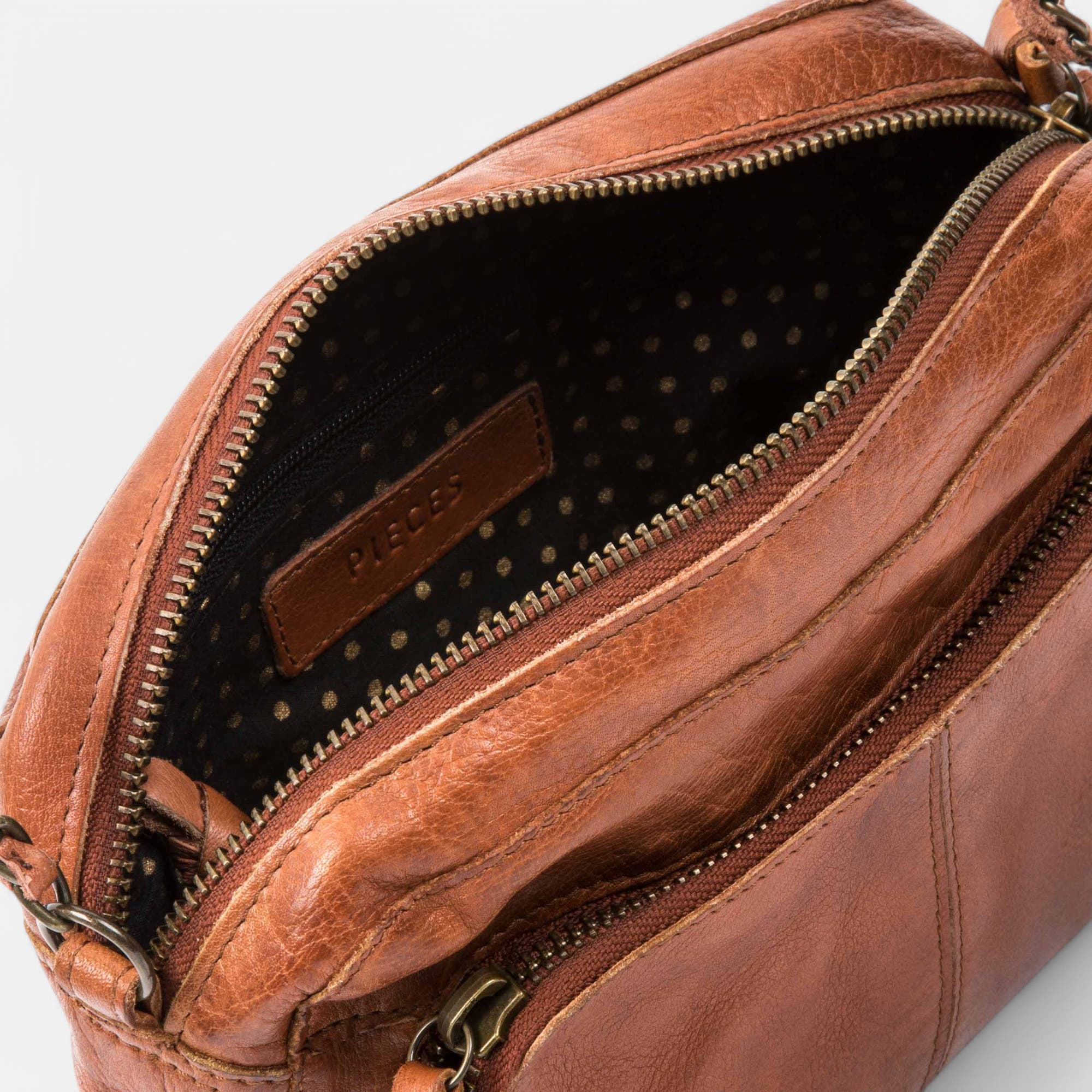 Sac bandoulière en cuir cognac