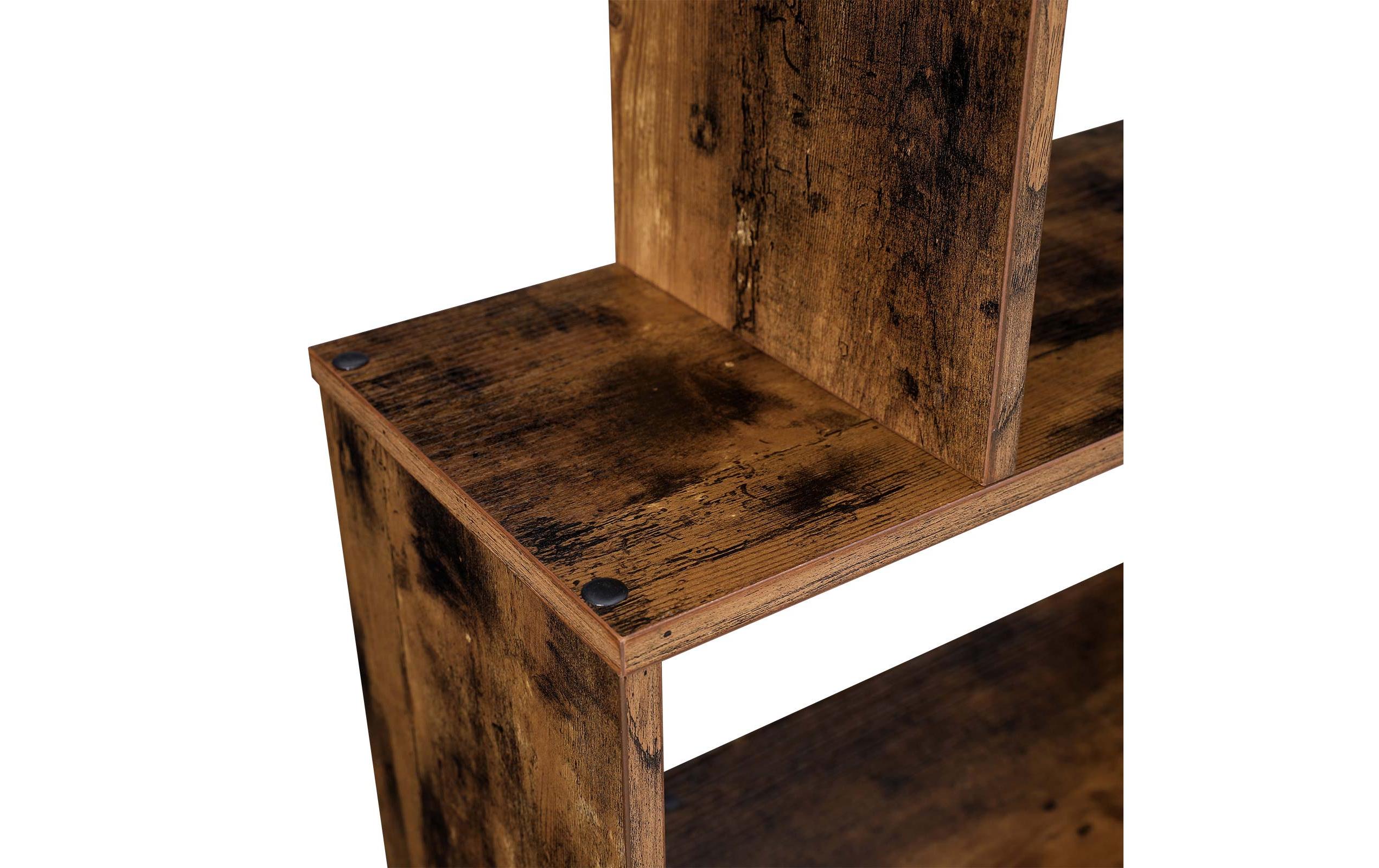 Regal Zick-Zack 70 x 190.5 cm, Braun/SchwarzFreistehendes Bücherregal