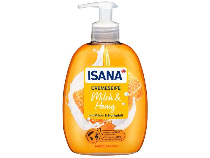 Isana Flüssigseife Milch & Honig 2 x 500 ml Pflegende Crèmeseife im praktischen Spender