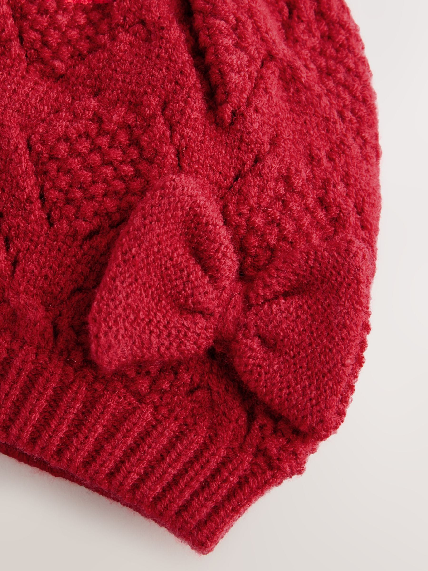 Rood - Gehaakte gebreide babymuts (0mnd-2jr)