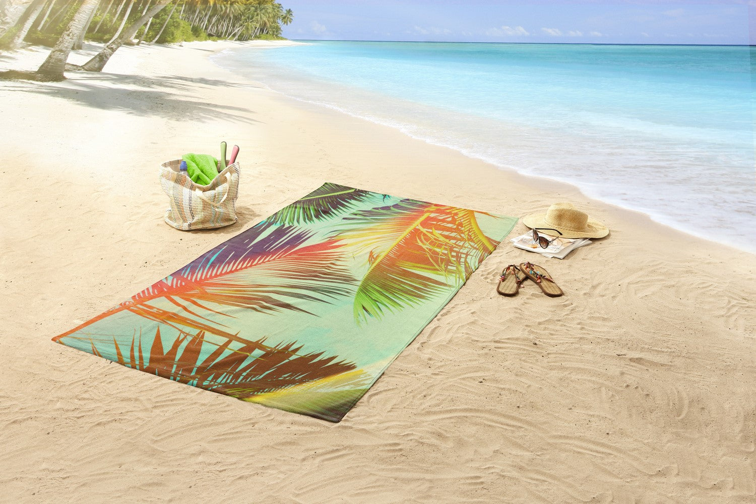 Good Morning Strandlaken Velours Palms 100x180cm - multi
