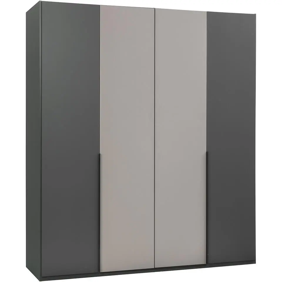 Kledingkast Milaan 4-deurs - grafiet/greige - 208x180x58 cm