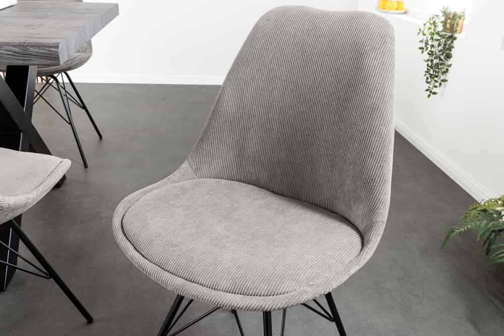 Design Stuhl SCANDINAVIA MEISTERSTÜCK grau Cord schwarz Metall-Gestell