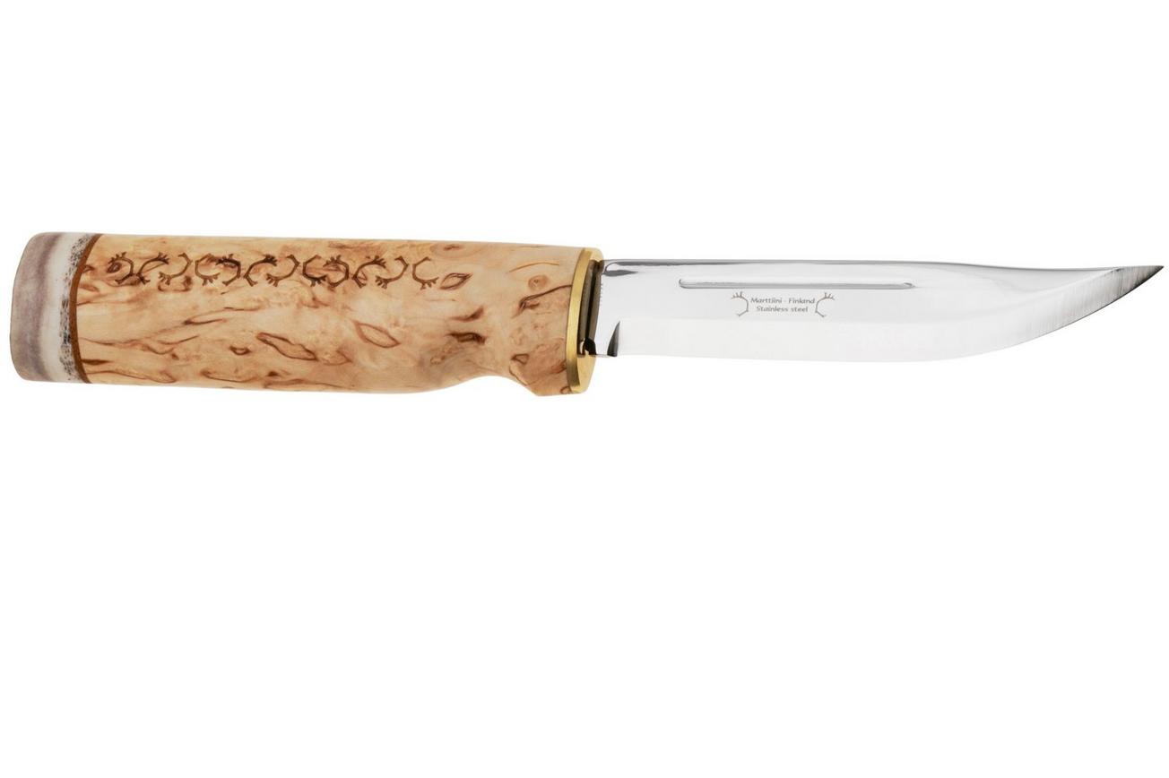 Marttiini Wild Reindeer 11 Pailakka 542014 Stainless, Curly Birch, vaststaand mes
