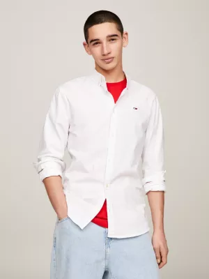 Camisa de algodão Oxford stretch com corte slim.
