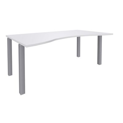 Bureau vague symétrique EXPRIM - L180 cm - Plateau Blanc perle - Pieds alu
