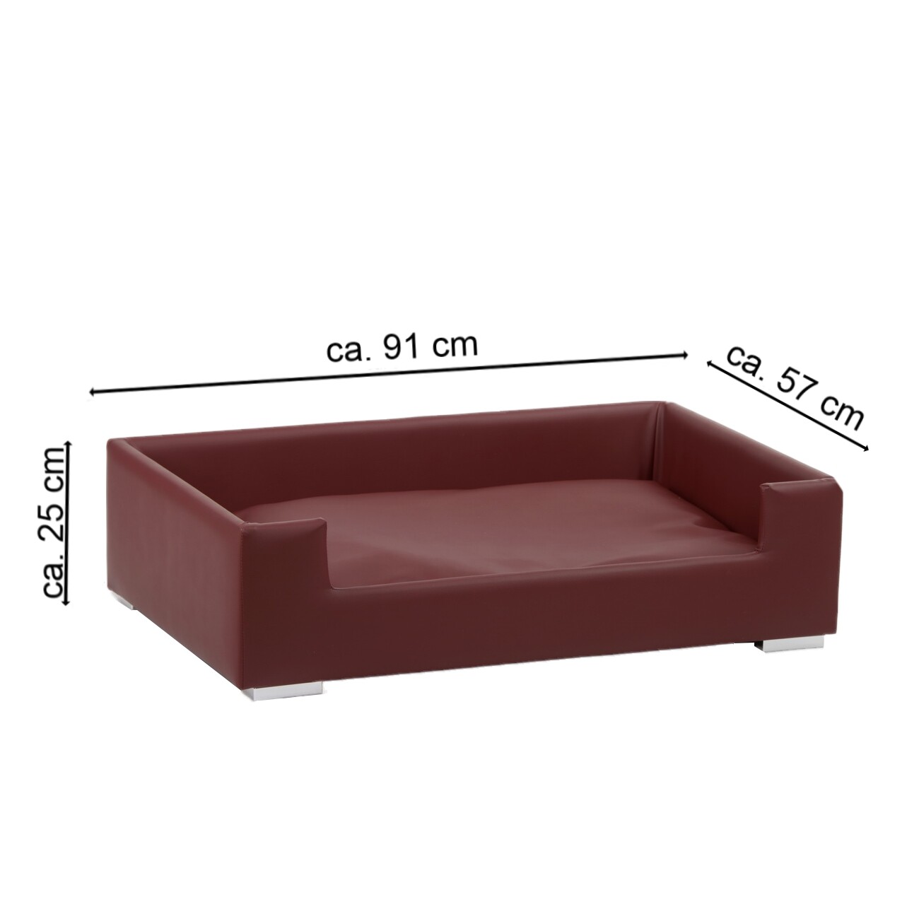 Rohrschneider Hundesofa mit Gratis-Beigabe, Hundecouch Kunstleder bordeaux