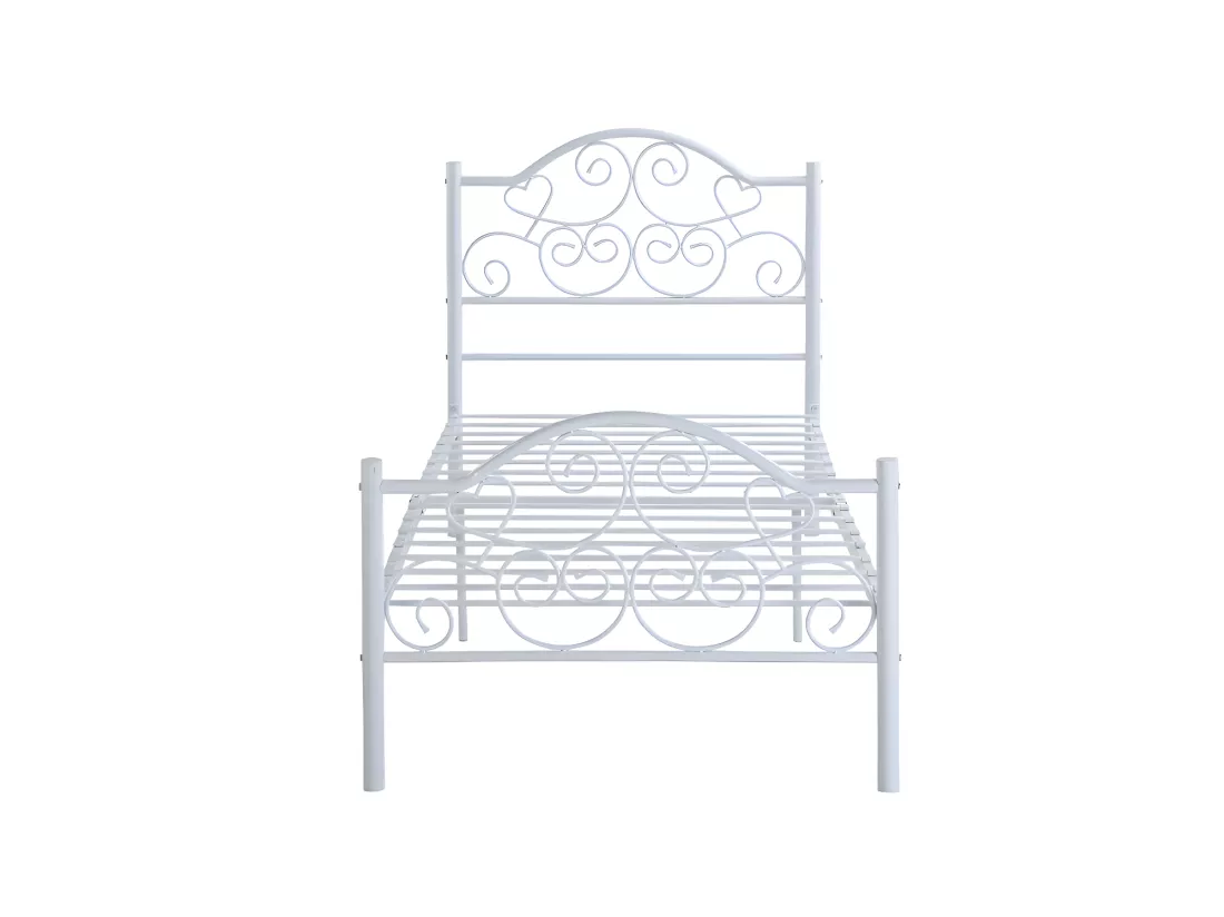 Lit LEYNA - 90 x 190 cm - Métal - Blanc + matelas