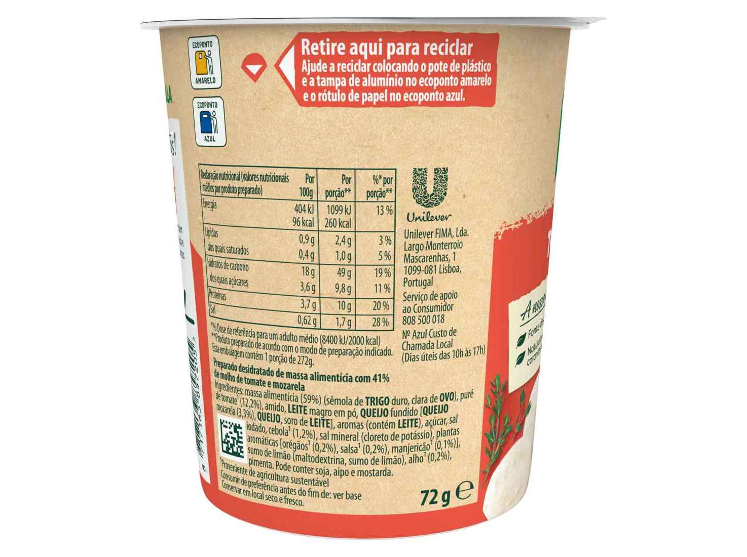 PASTA KNORR POT TOMATE E MOZARELA 72G