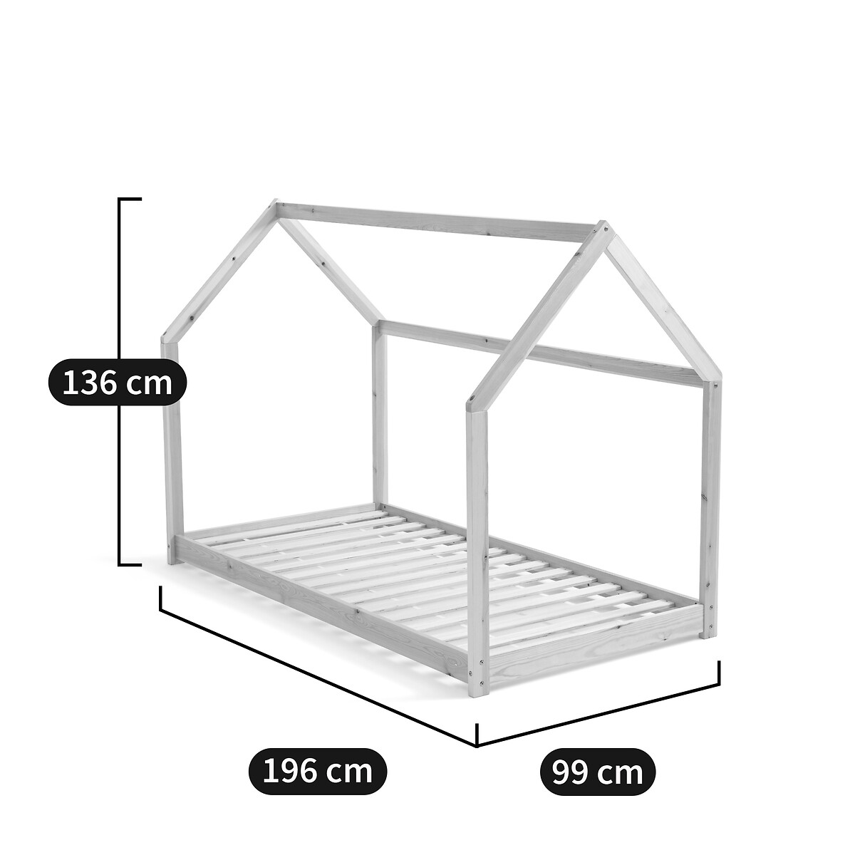 LA REDOUTE INTERIEURS<br>Cama Caban em pinho maciço com base ripada, Archi