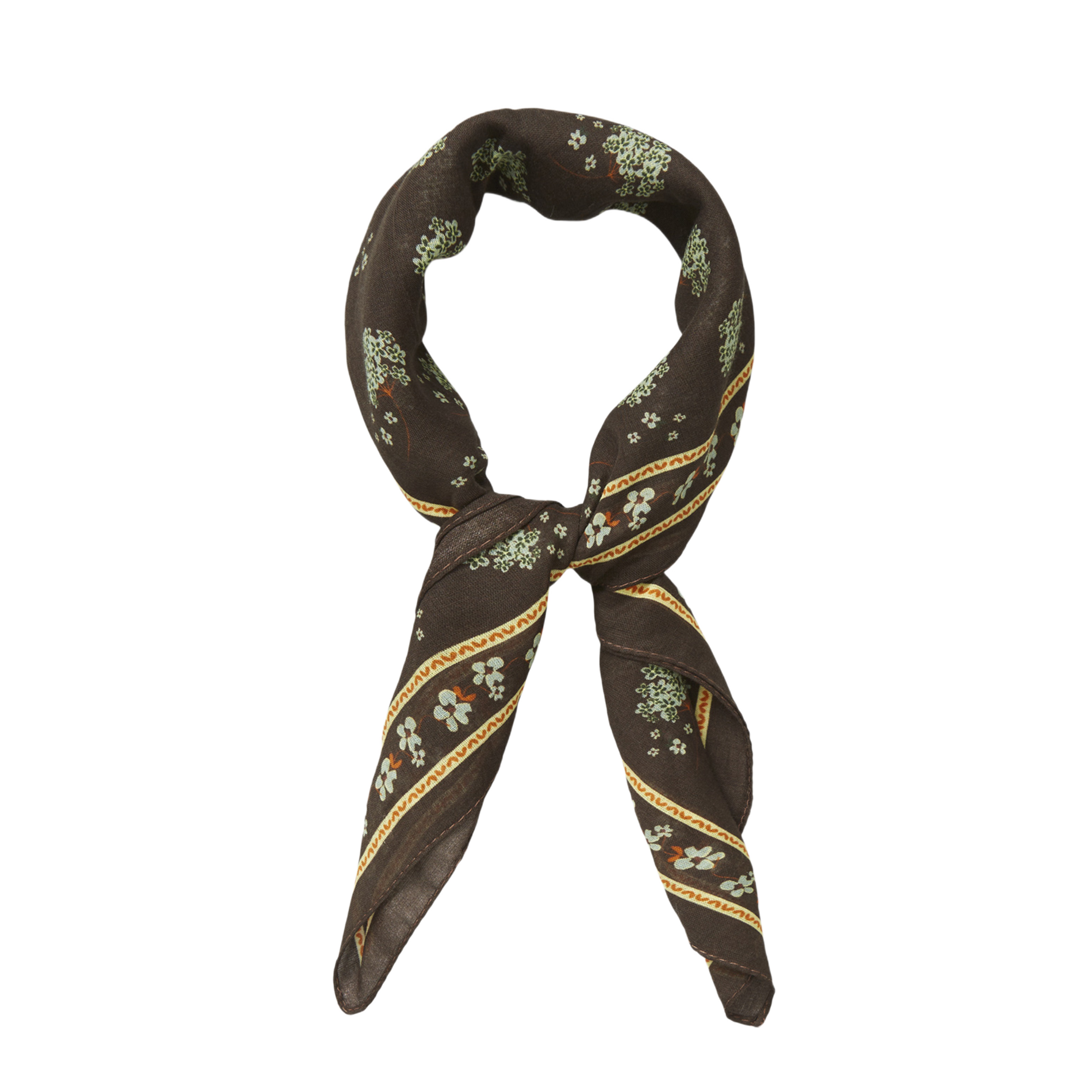 MADALENA - Foulard en coton imprimé | Marron