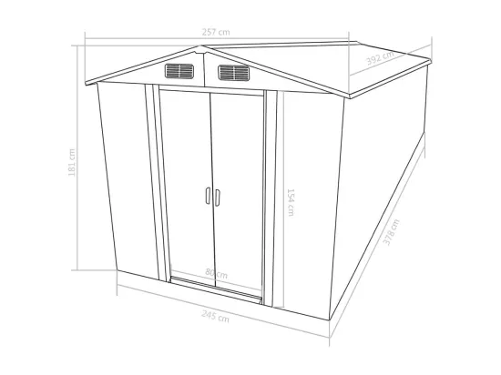 Abri de jardin 257x392x181 Métal Marron