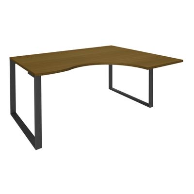 Bureau compact LOFTER - L180 cm - Retour à droite - Plateau imitation noyer - pied carbone - (pied de renfort obligatoire à rajouter - non inclus)